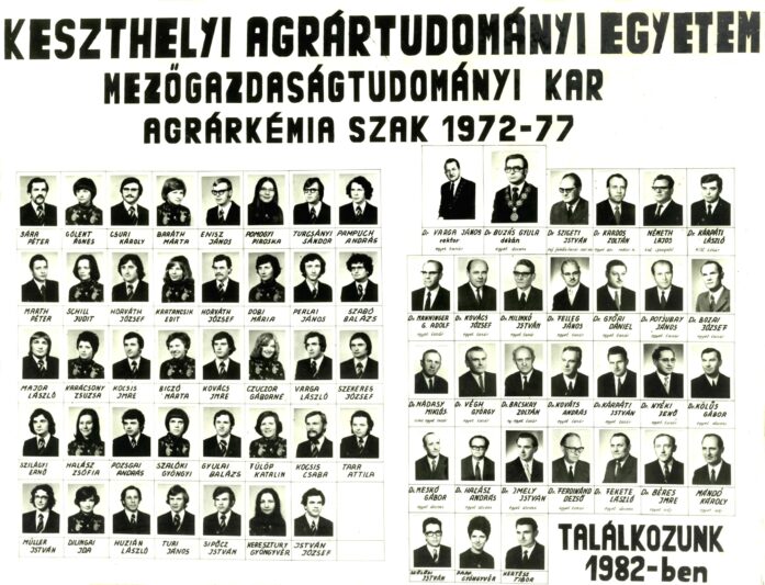 1977-ben végzett agrárkémikus agrármérnök hallgatók